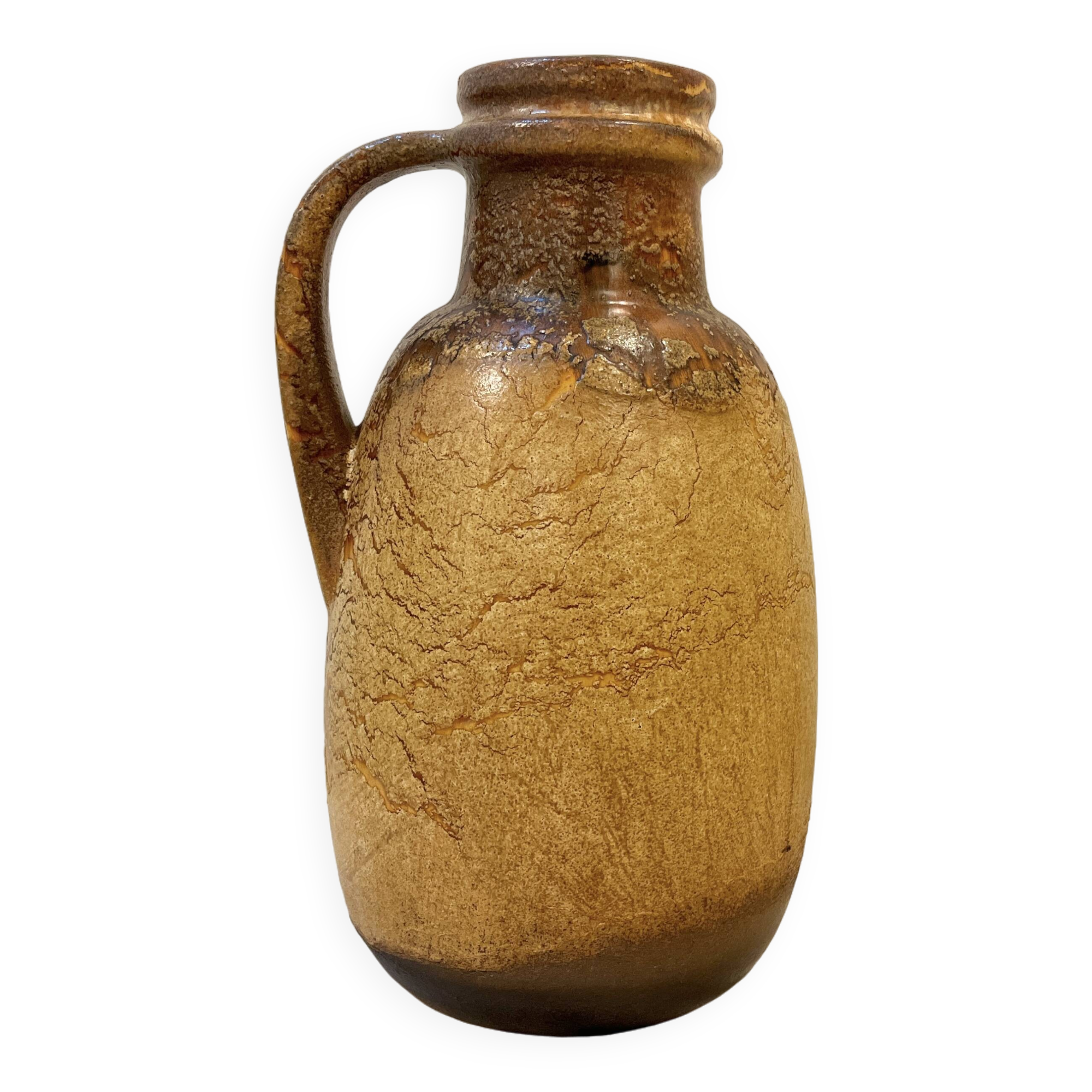 XXL Floor vase ceramic beige brown Scheurich 417-42 Fat Lava West Germany vintage 1950s 1960s