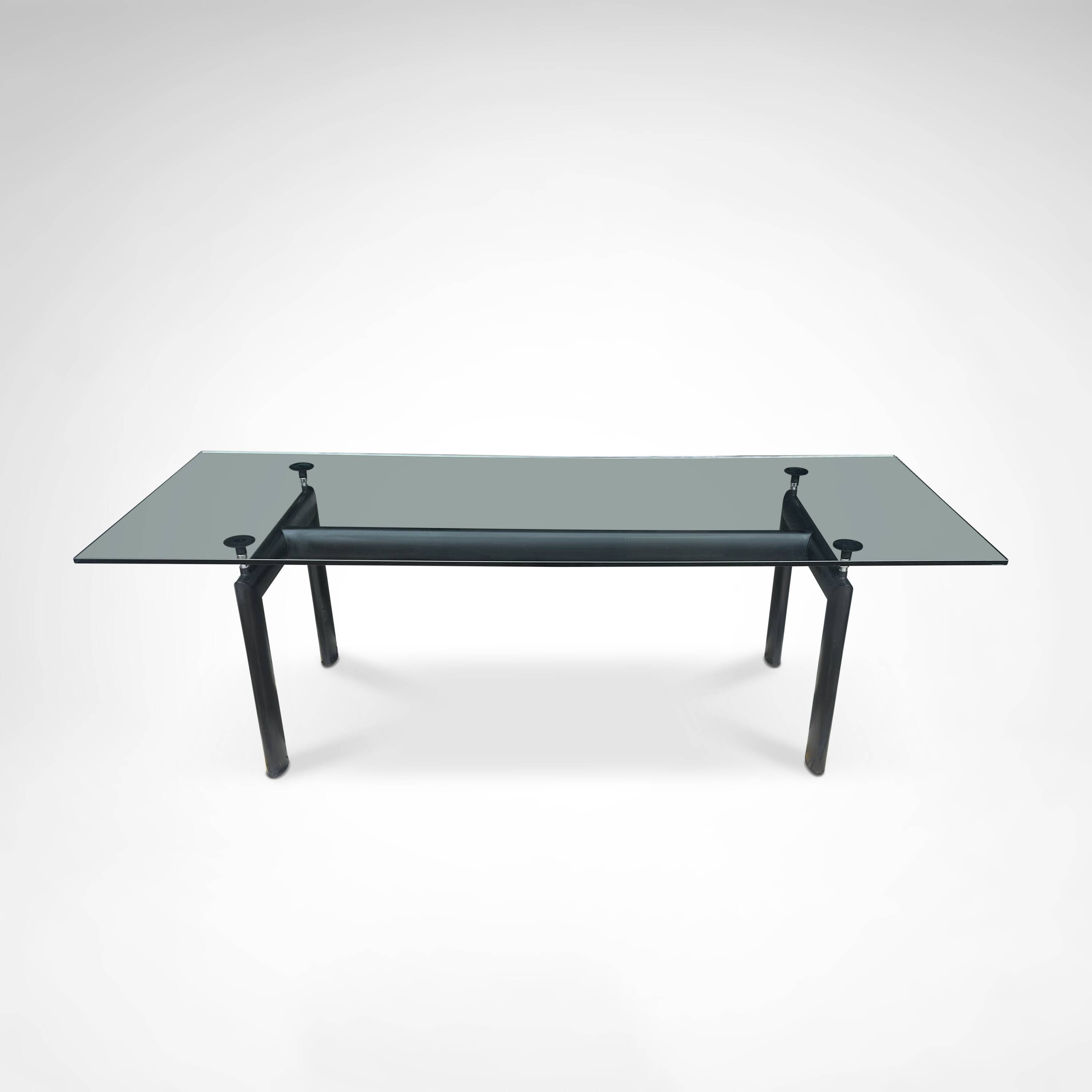 LC6 glass and metal dining table by Le Corbusier et al. for Cassina 1990s