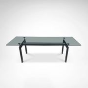 LC6 glass and metal dining table by Le Corbusier et al. for Cassina 1990s