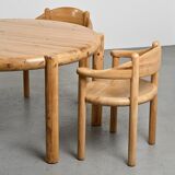 Set of 6 solid pine chairs by Rainer Daumiller, Denmark, circa 1970.