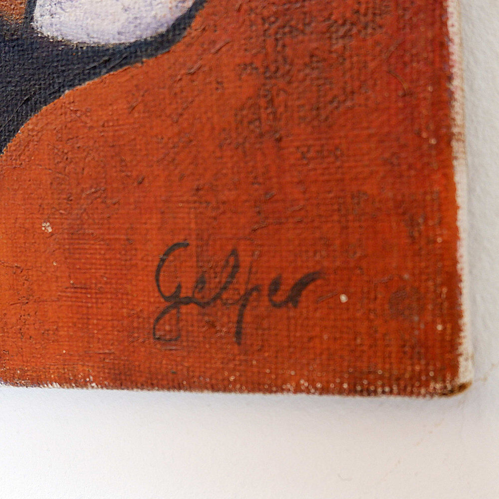 Abstract oil painting on canvas by gelper mon (belgium 1930)