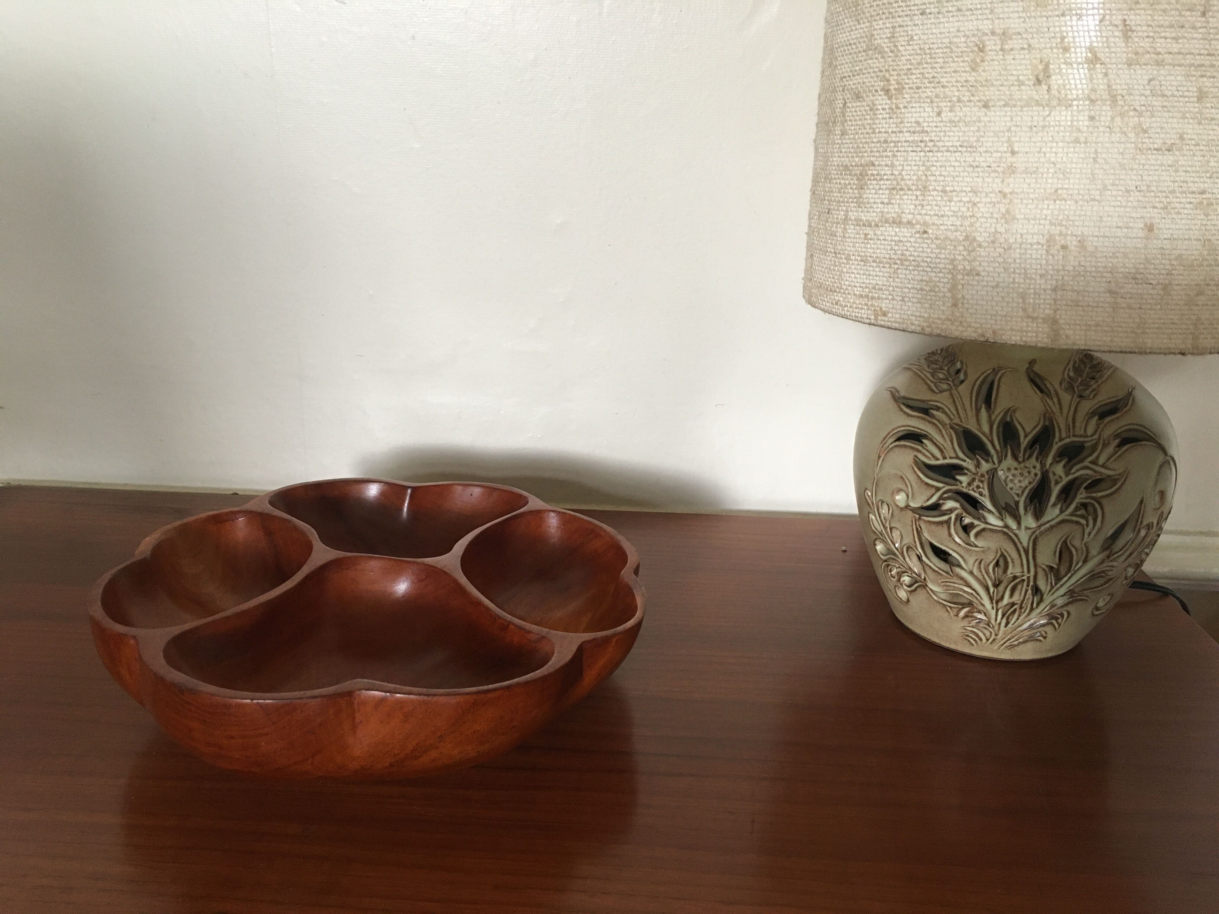 Flower shaped wooden dish