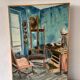 Huile sur toile intérieur d'atelier signée