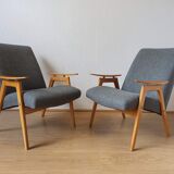 2 designer armchairs by j. šmidek, 1970s.