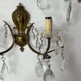 Paire d’appliques bronze et cristal