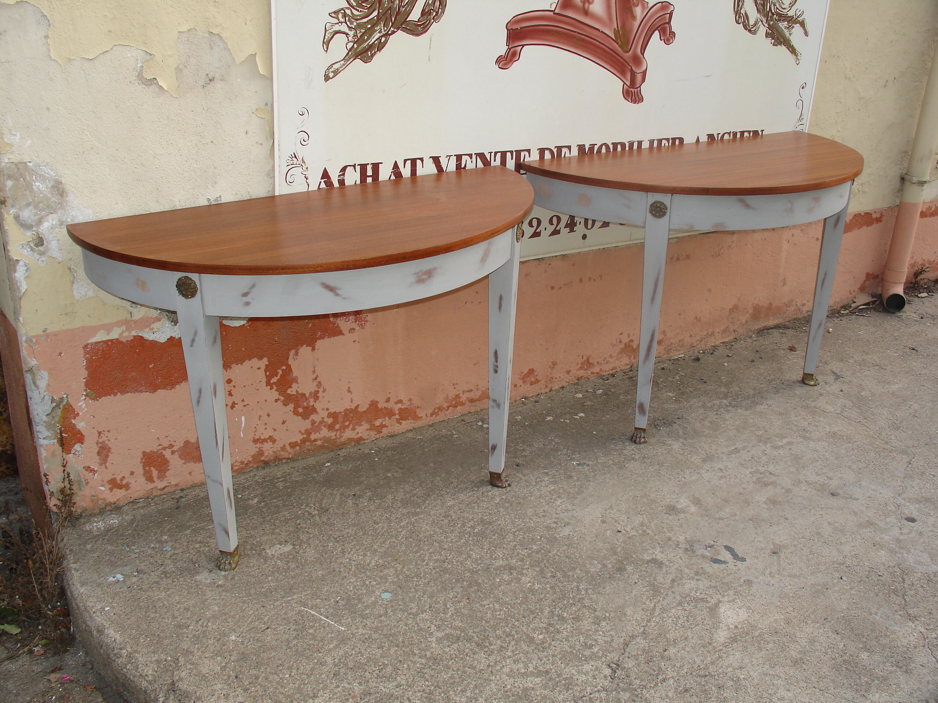 Pair of directoire mahogany style console
