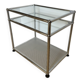 USM Haller Glass and Light Grey 2/2 Side Table