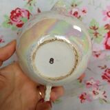 Round milk pot old vintage pink iridescent metallic art deco