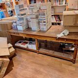 Antique Louis Philippe style draper's table with 2 oak drawers