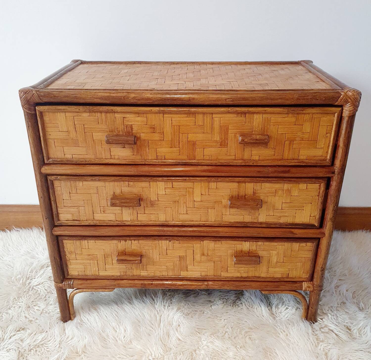 Commode en rotin 3 tiroirs