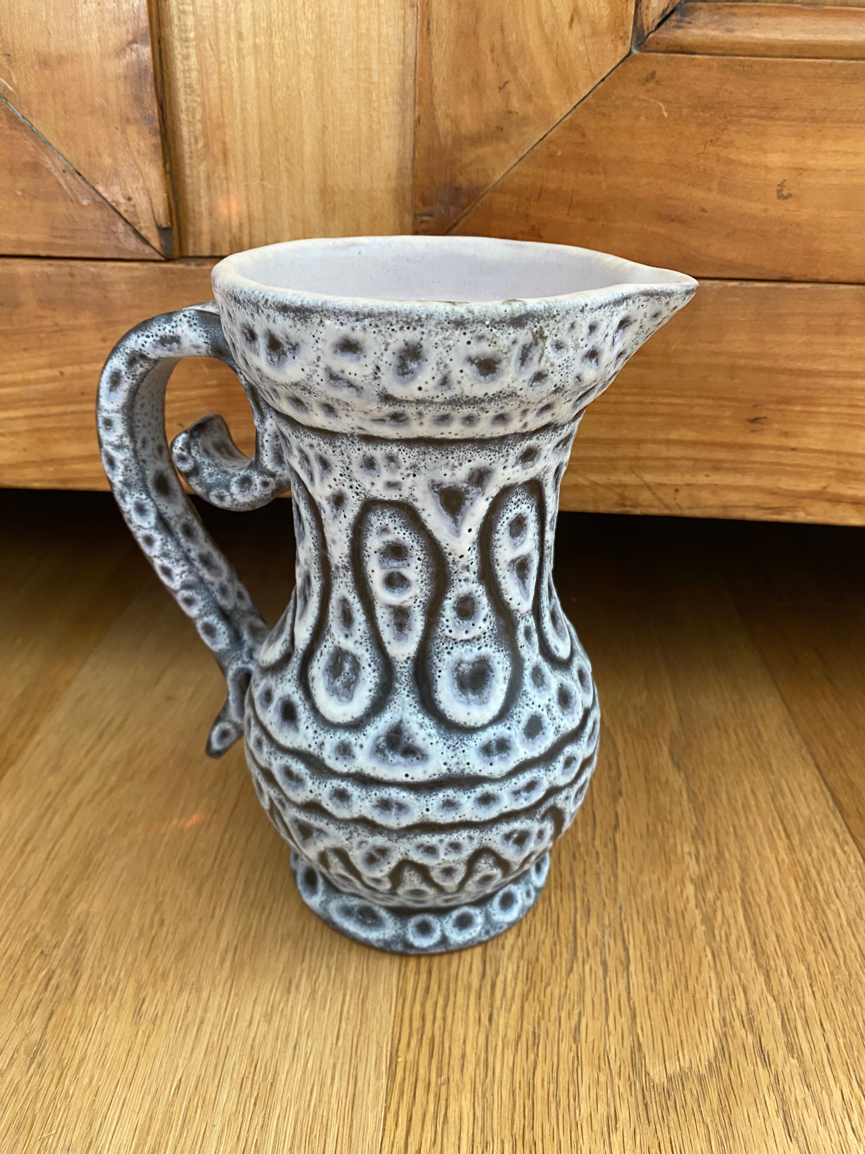 Pitcher Jean Austruy ceramic Vallauris gray black white