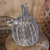 Ancien panier à oeufs en fil de fer et mailles
