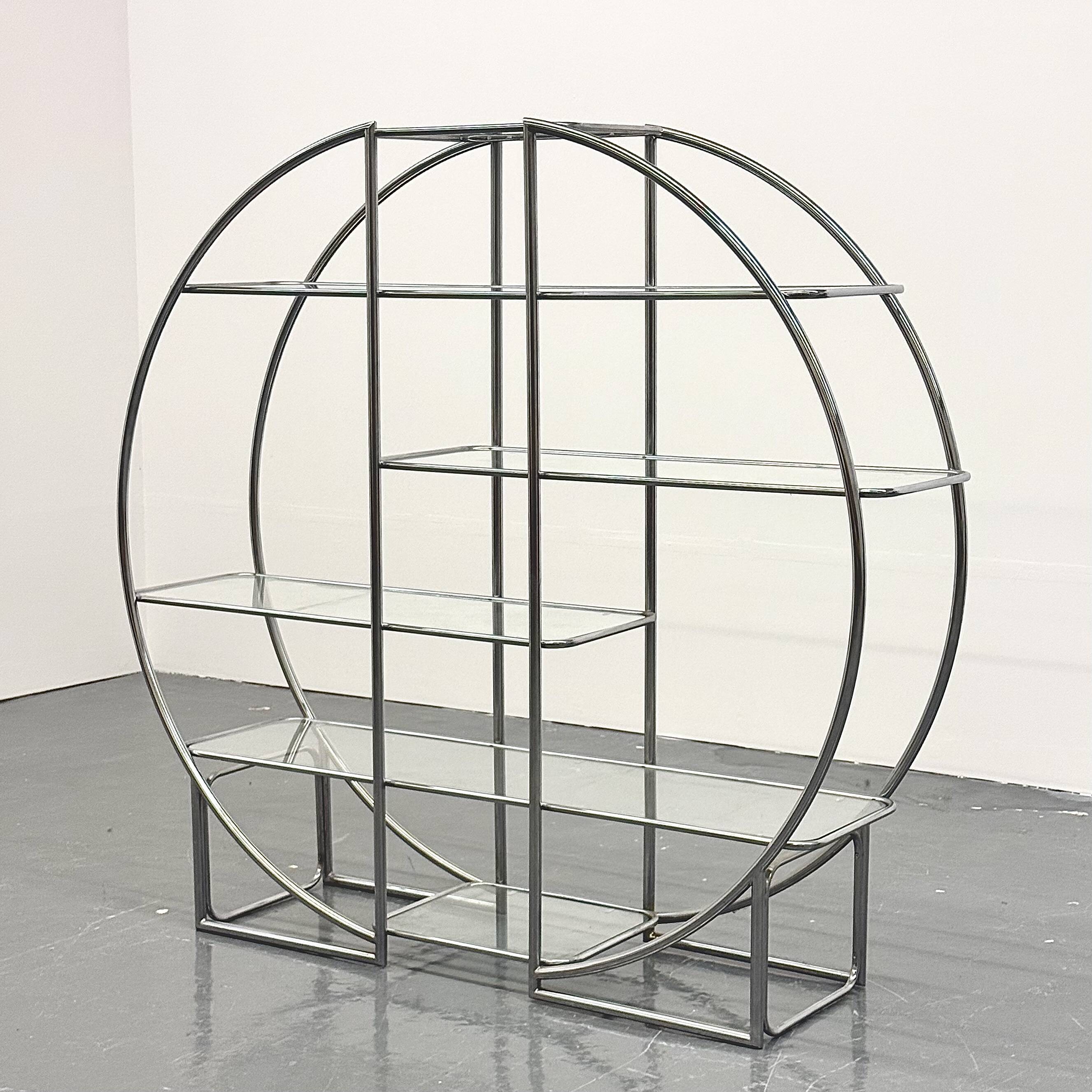 Bauhaus ronde en tubulaire chromé et verre