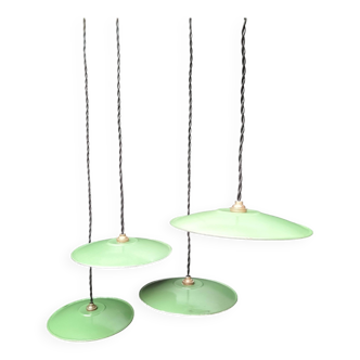 Enameled sheet metal pendant lights