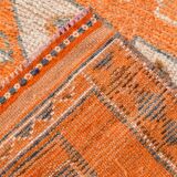 3x12 Rug For Laundry Orange Turkish Vintage Runner Rug, 95x370Cm SK 22033