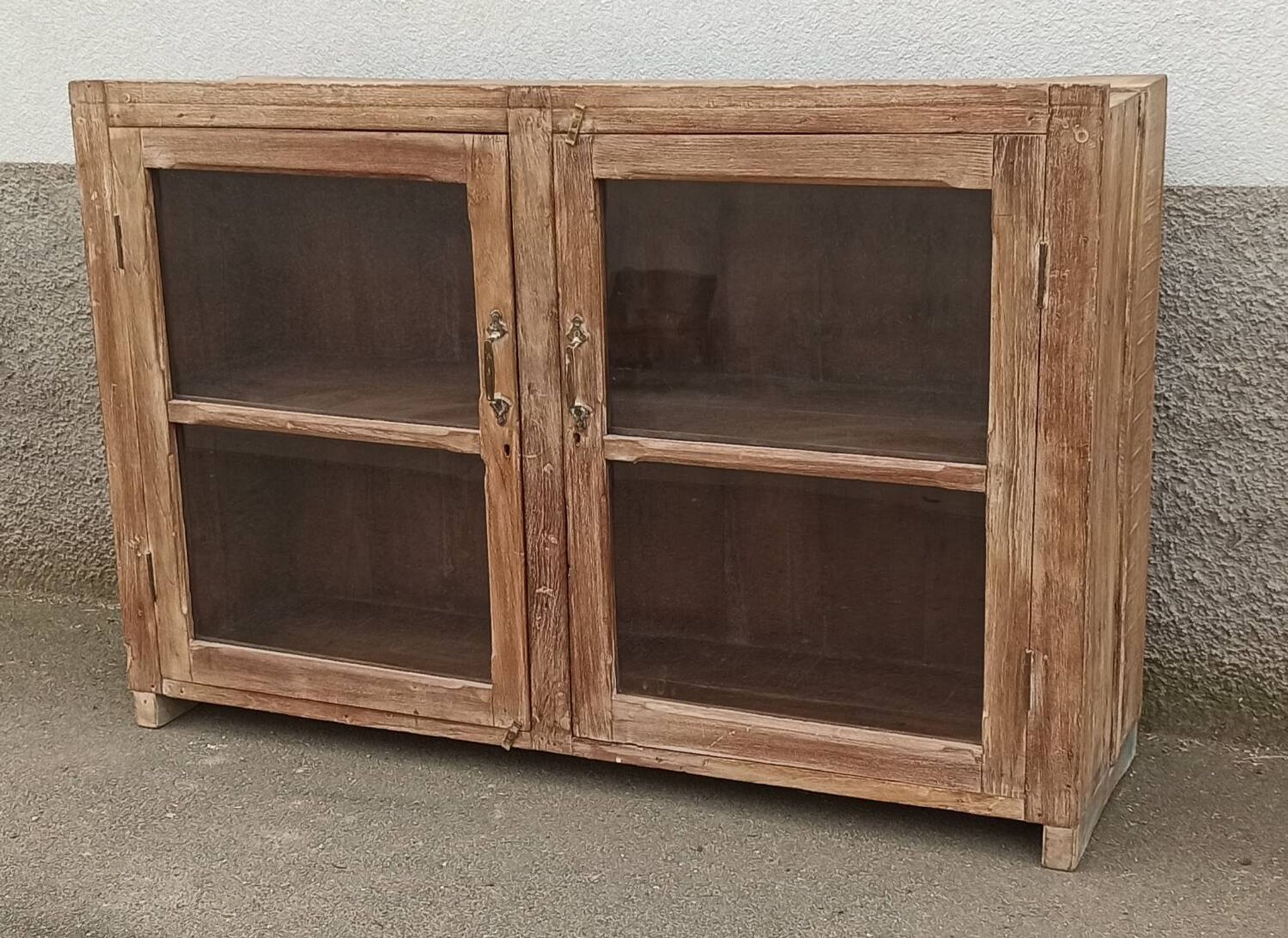 Glass sideboard in antique wood