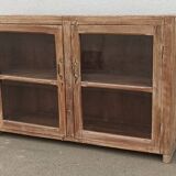 Glass sideboard in antique wood