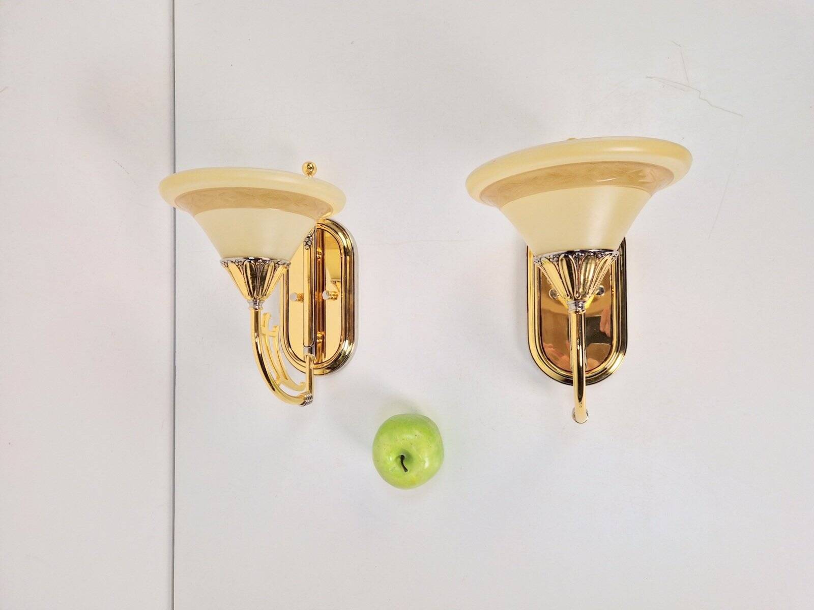 Art Nouveau Regency Brass Wall Lamps by Bejorama Lighting, Spain, 1970s, Set of 2