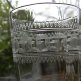6 old glass glasses engraved glass