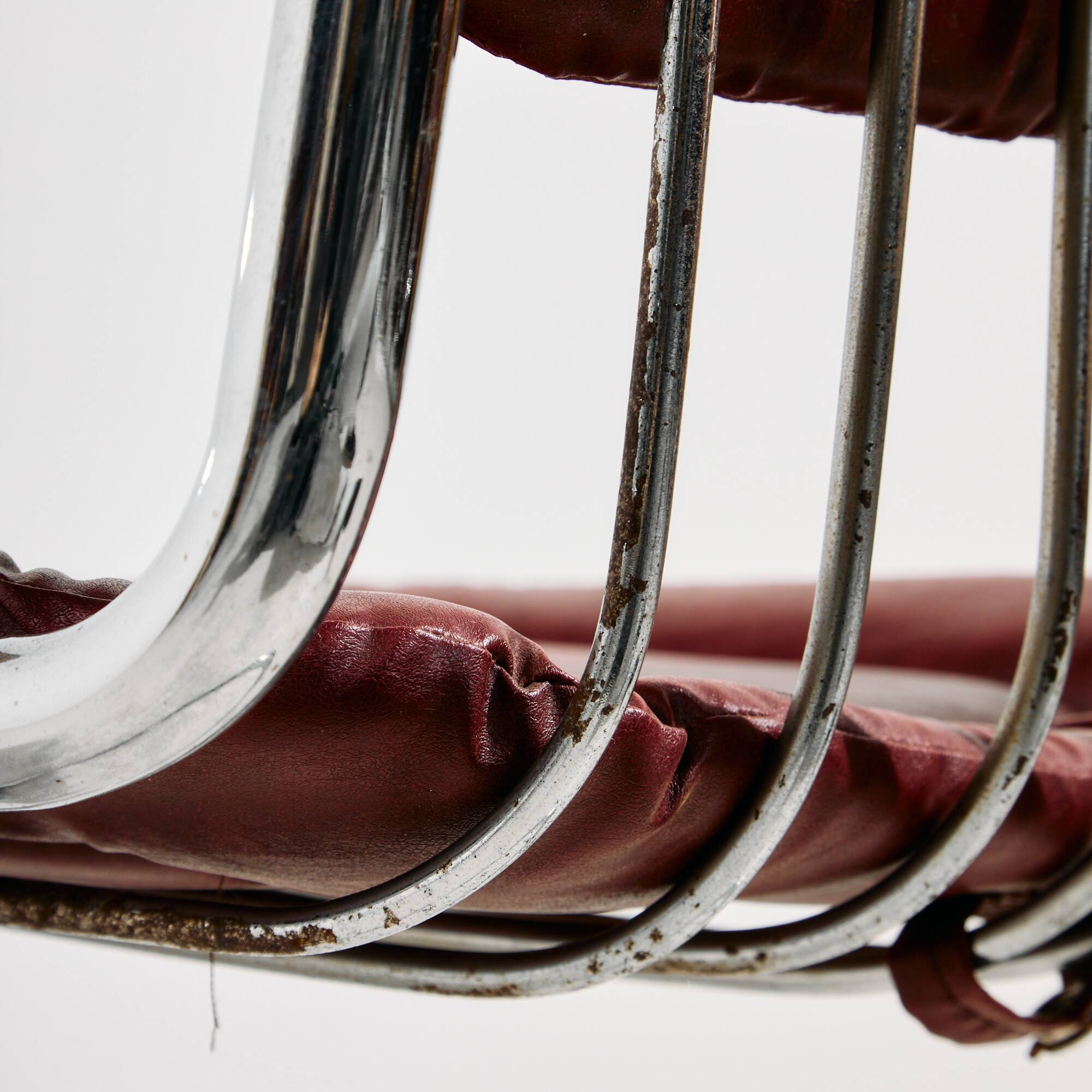 Italian chrome and leather dining set by Gastone Rinaldi, set of 7.