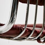 Italian chrome and leather dining set by Gastone Rinaldi, set of 7.