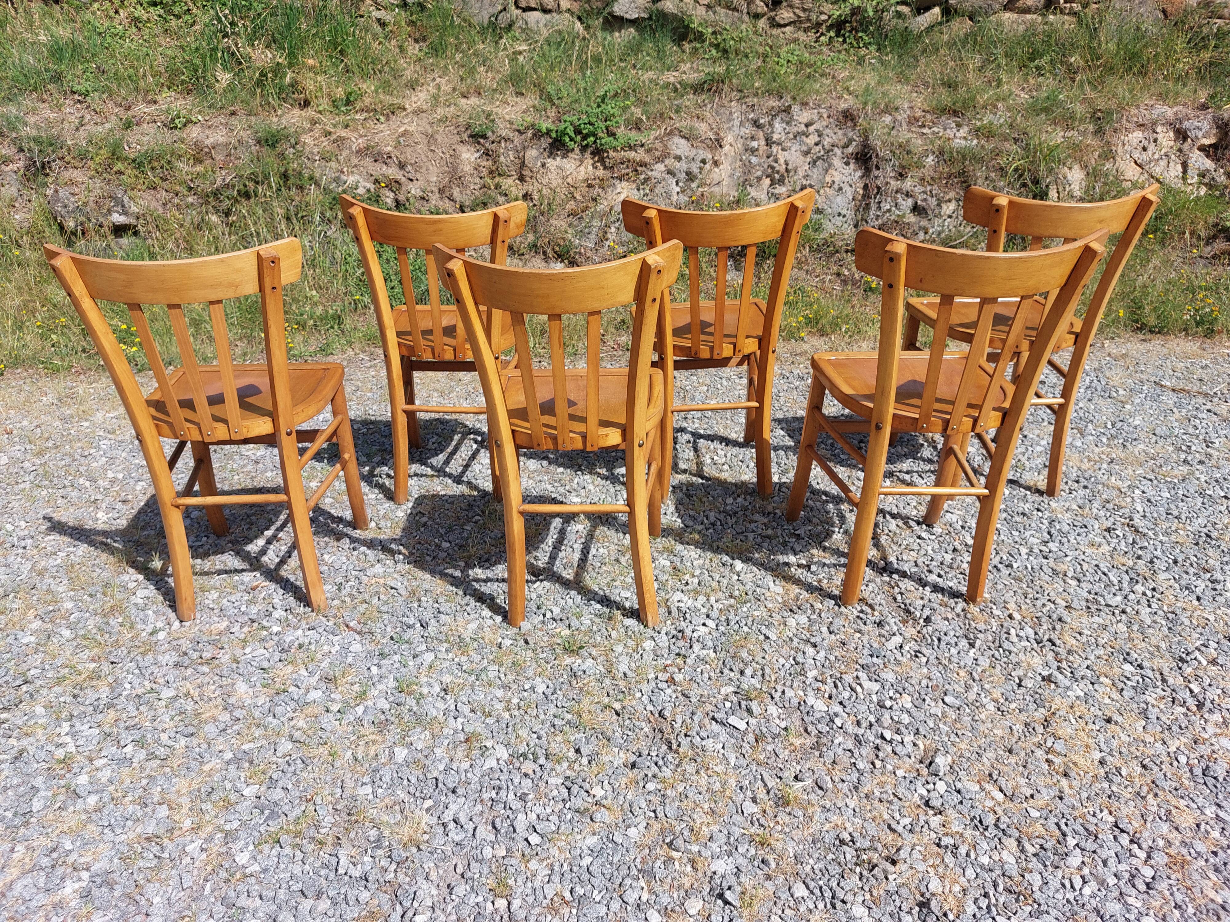 6 chaises bistrot, teinte claire