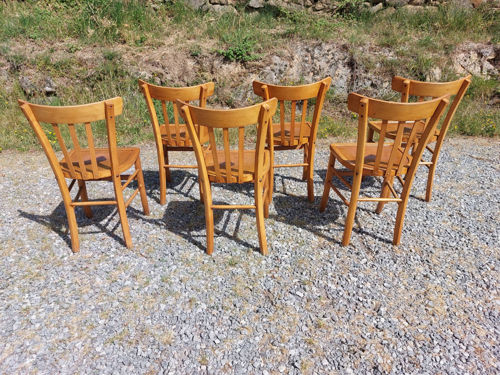 6 bistro chairs, light colour