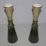 Pair of art deco soliflore vases in slurry