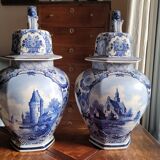 Two Delft earthenware vases