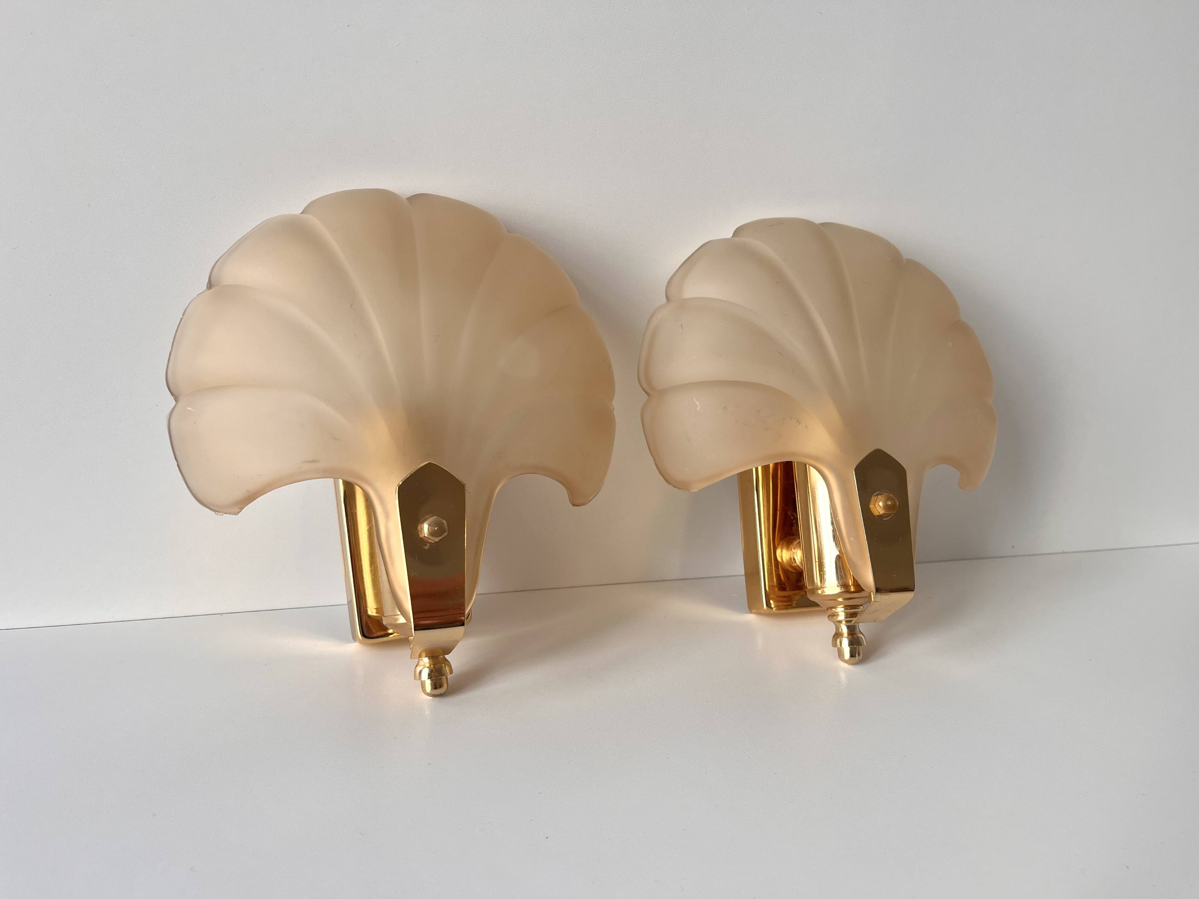 Appliques murales coquillages en verre vintage, lampes style art nouveau