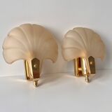 Appliques murales coquillages en verre vintage, lampes style art nouveau