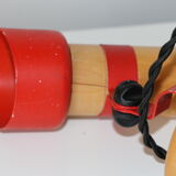 Pair of wall lamps wood and red metal