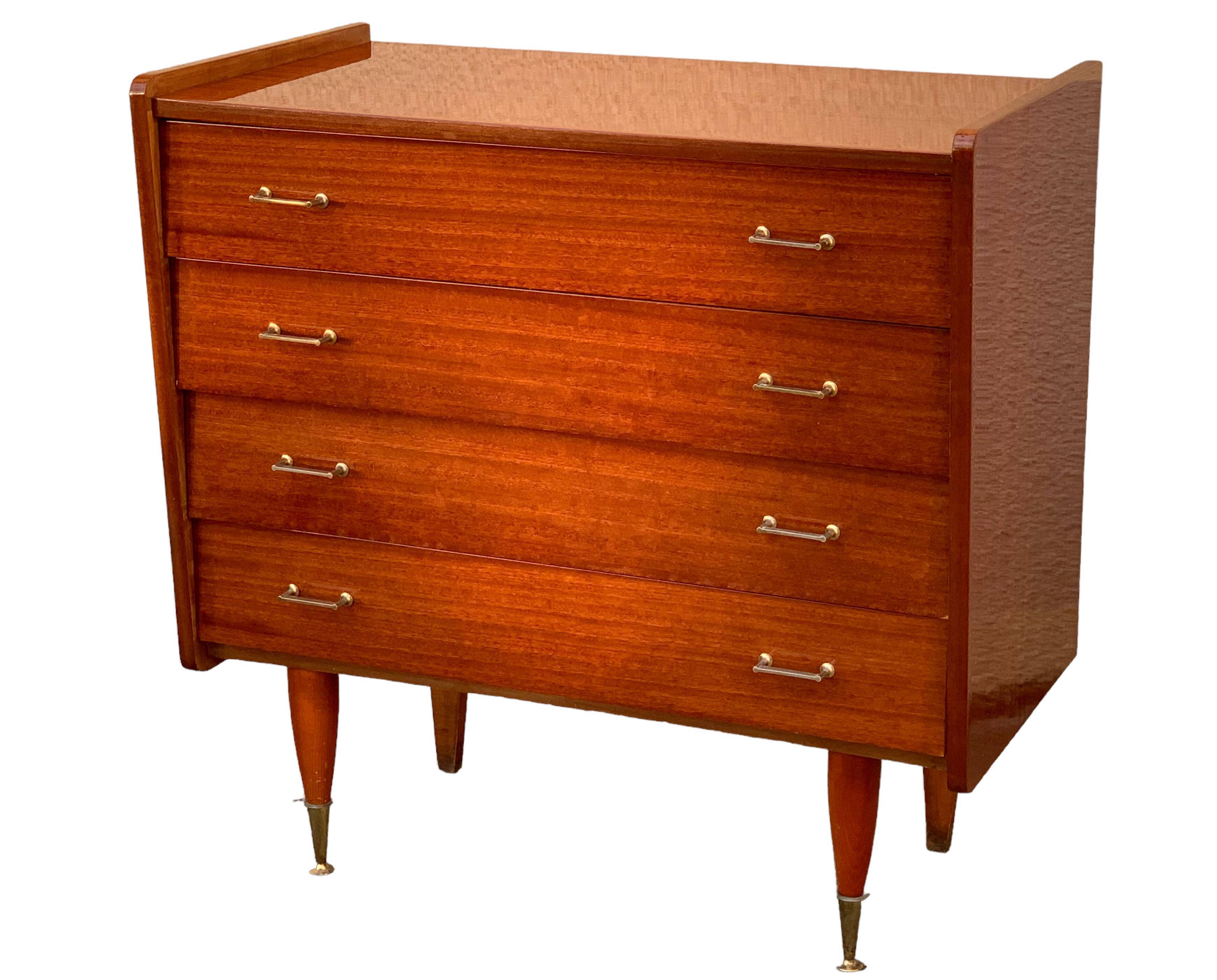 Vintage varnished teak chest of drawers 1970