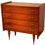 Vintage varnished teak chest of drawers 1970