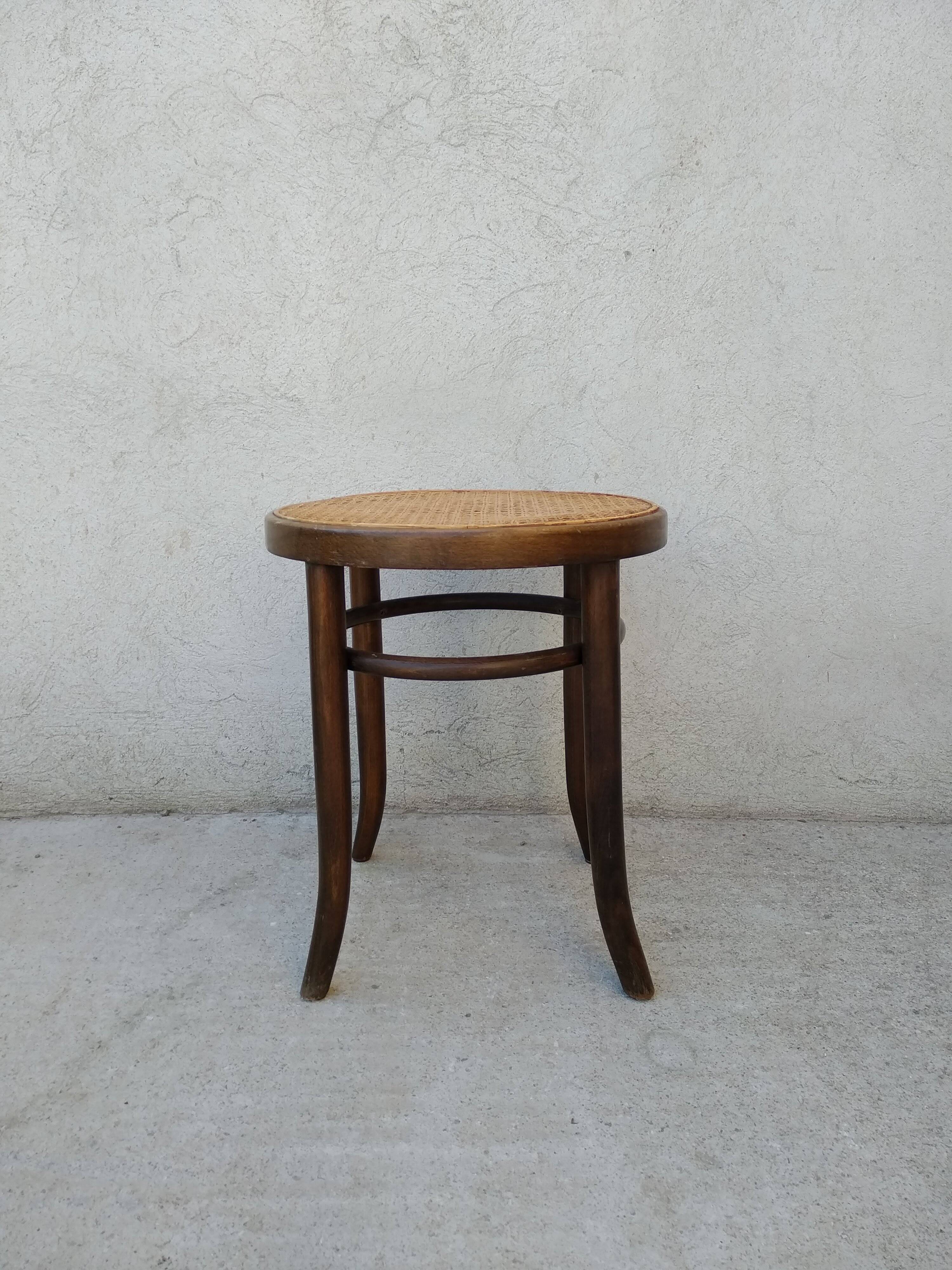 Curved wood cane bistro stool