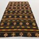 6x10 Dark Brown & Yellow Striped Handmade Wool Kilim Rug, 170x312 Cm