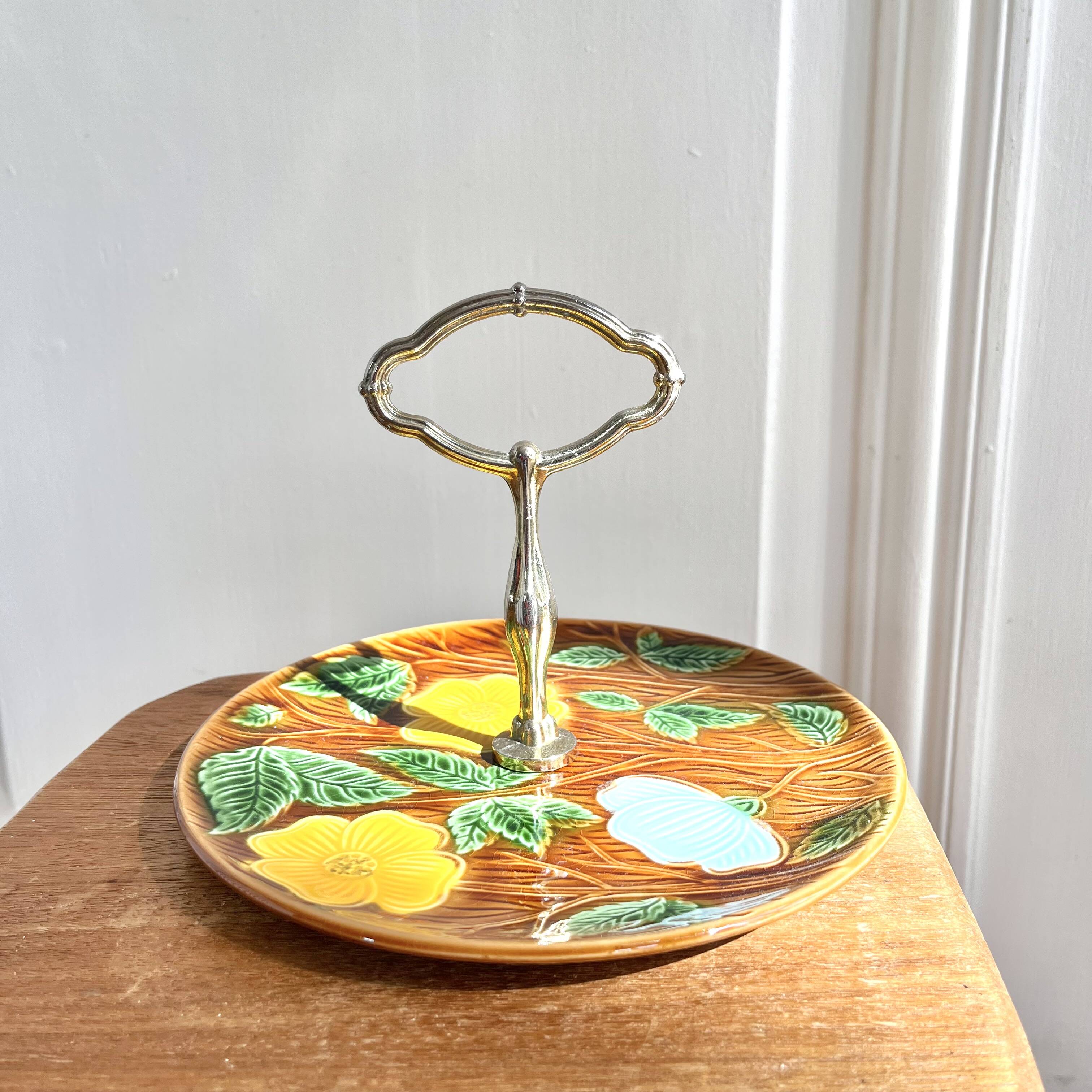 Sarreguemines barbotine cake display dish