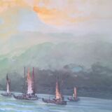Impressionist seascape, oil on canvas signed and framed