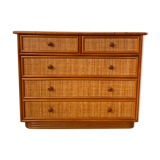 Chest of drawers in rattan and bamboo
