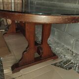 Oak table with glass top