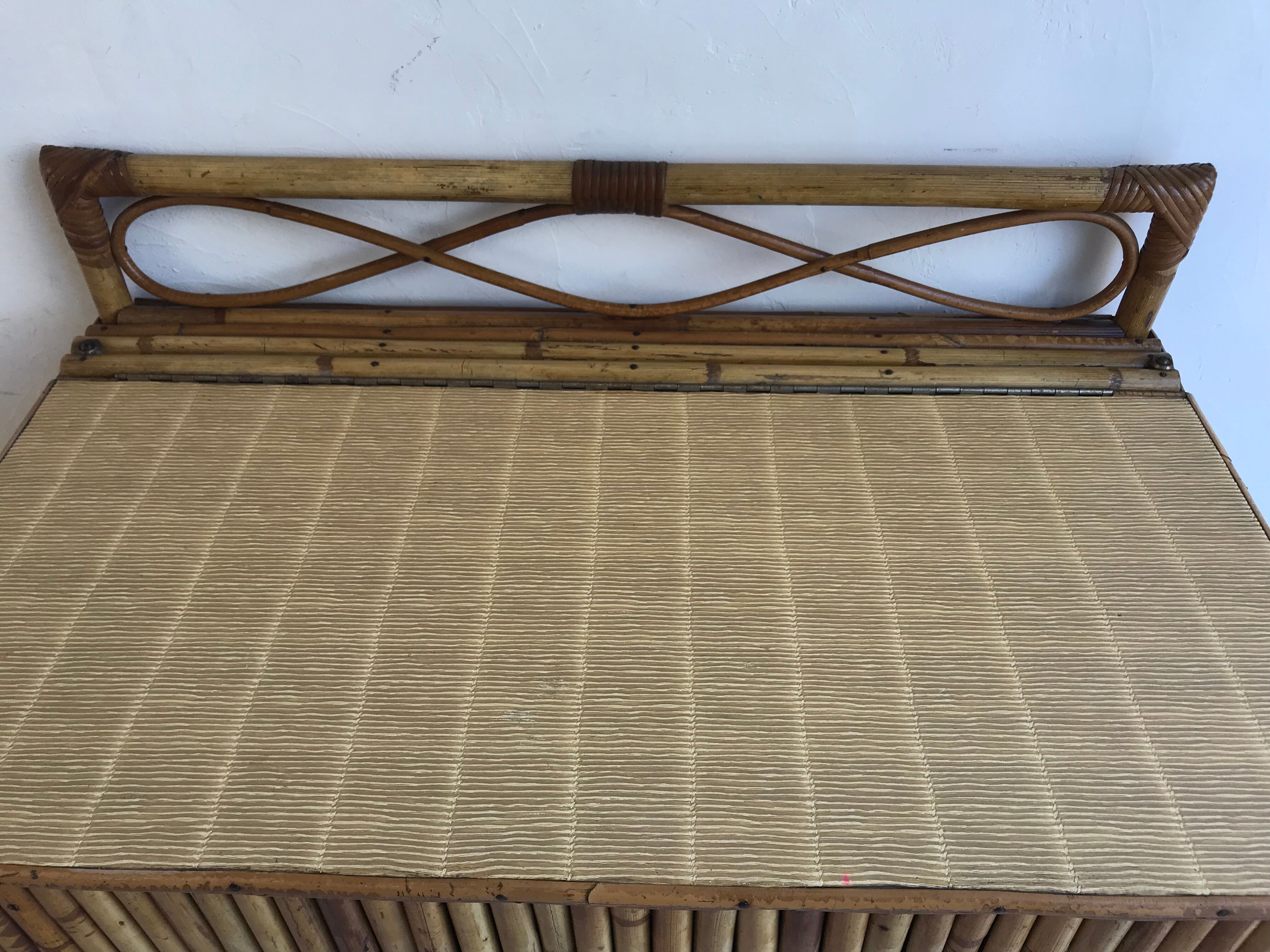 Vintage rattan and bamboo toy chest