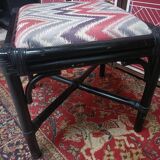 Rattan ottoman stool with woven seat
