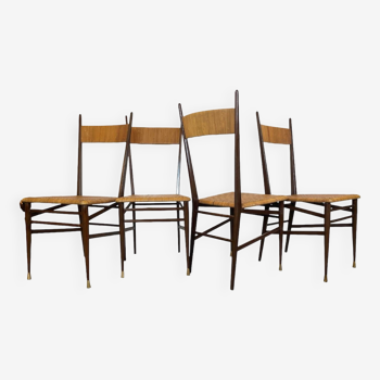 Set of Four Scuola Di Torino Chairs from 1950'