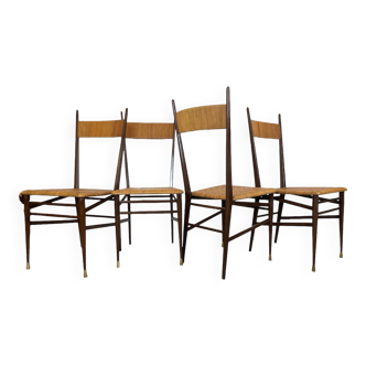 Ensemble de quatre chaises de la Scuola Di Torino datant de 1950