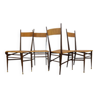 Set of Four Scuola Di Torino Chairs from 1950'