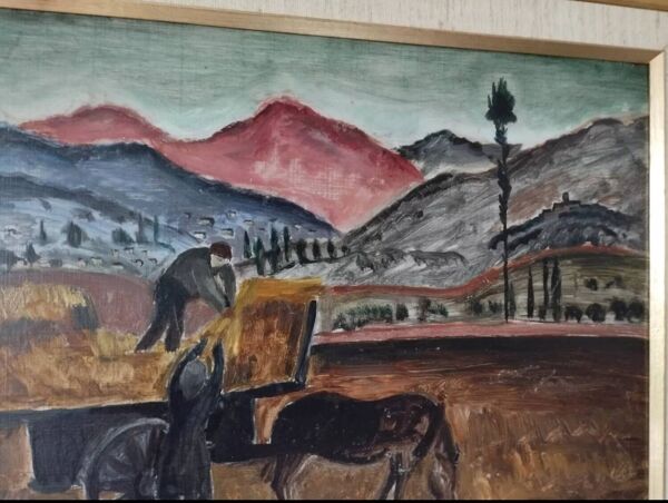 Peinture À L'huile Patrik Reutersvärd/ Paysage/ Campagne / Cheval