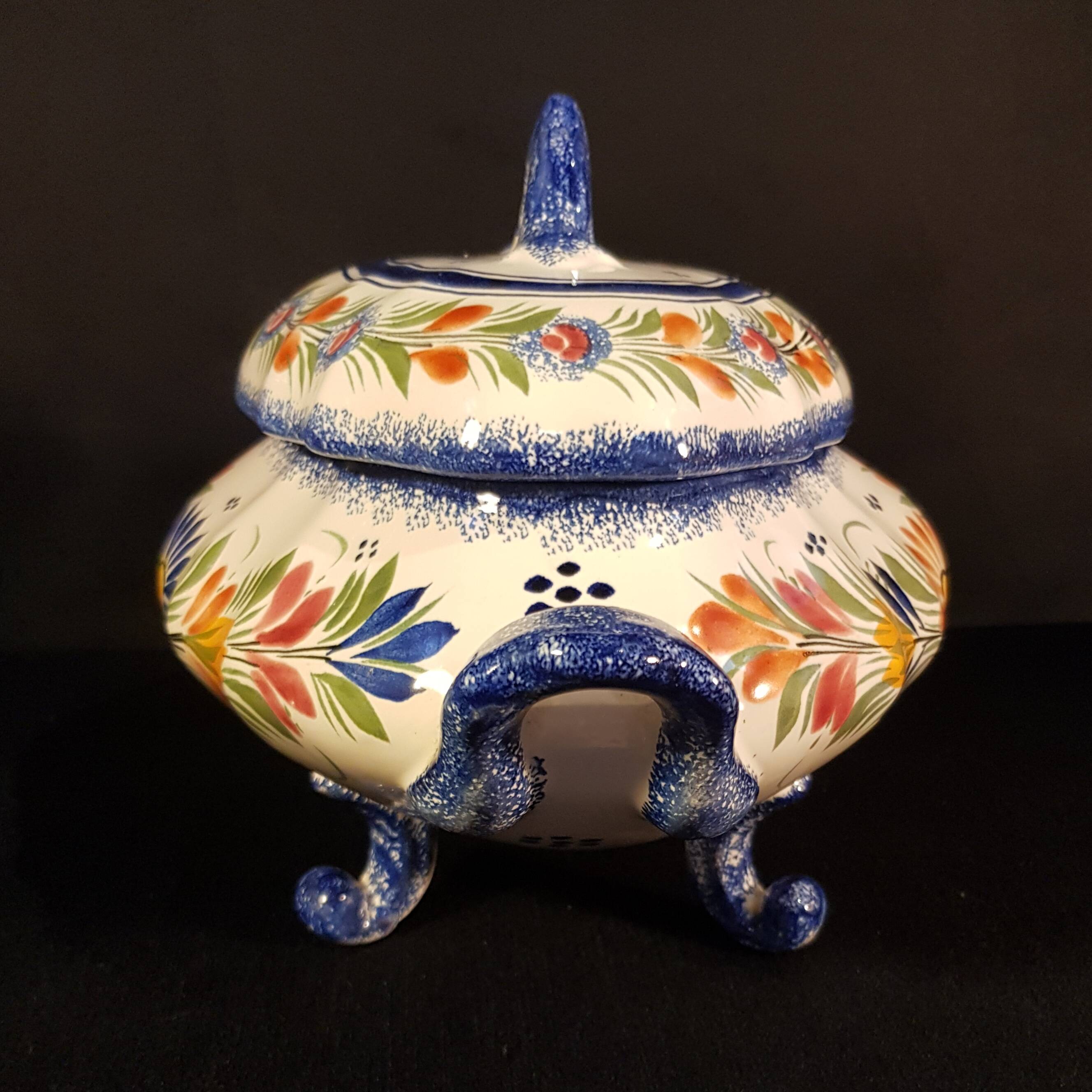 Vegetable soup tureen on Henriot Quimper display dish