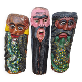 Set of three Mexican folk dance masks, 75 cm