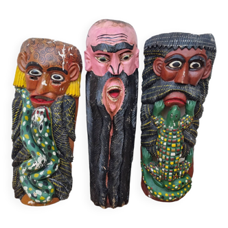 Set of three Mexican folk dance masks, 75 cm