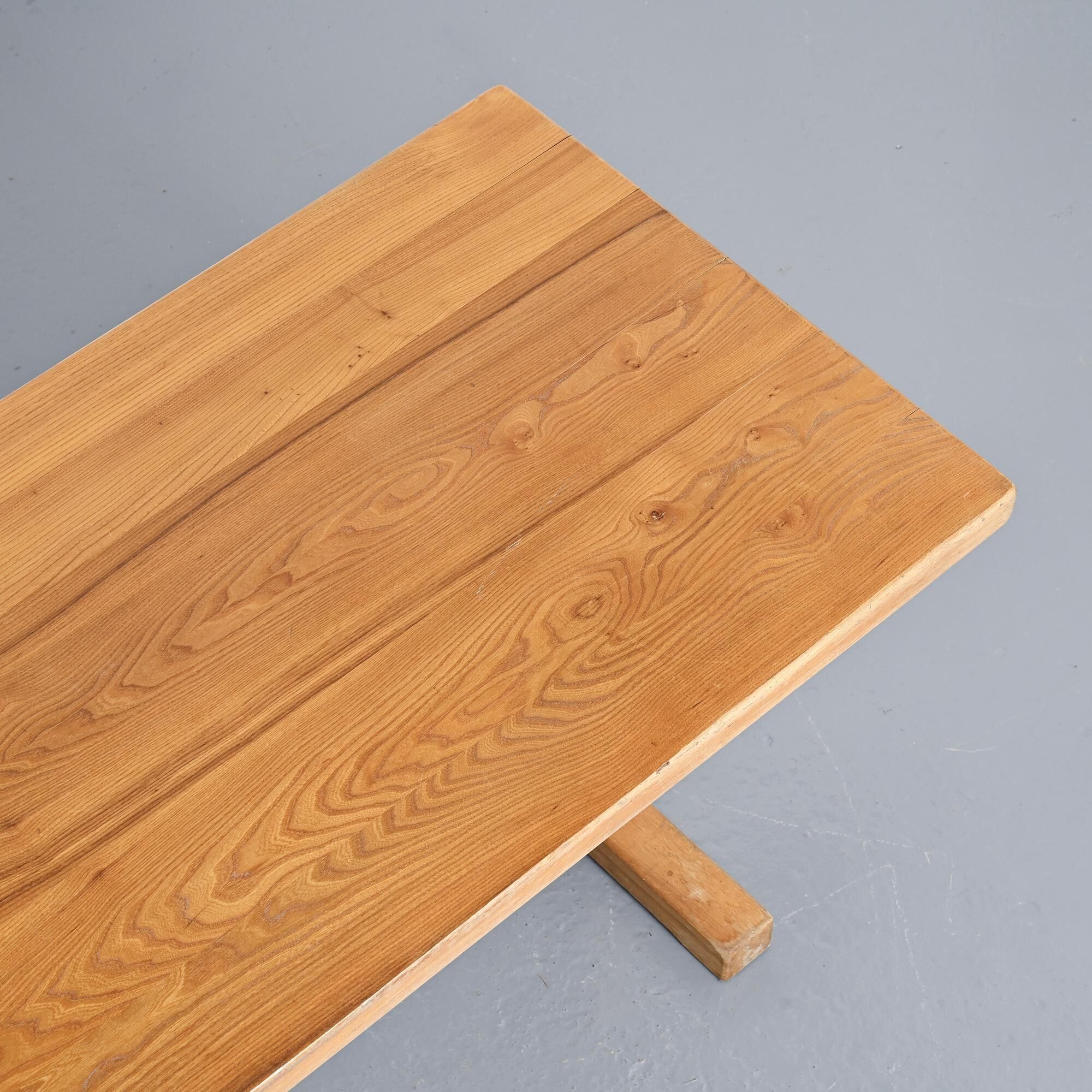 Dining table in solid elm, Les Arcs, France.